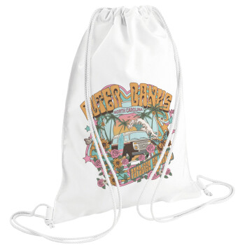 Outerbanks paradise on earth, Backpack pouch GYMBAG white (28x40cm)