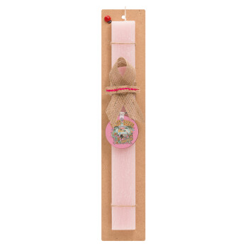 Outerbanks paradise on earth, Easter Set, wooden keychain & scented flat Easter candle (30cm) (PINK)