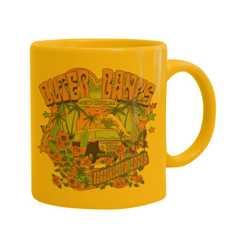 Outerbanks paradise on earth, Ceramic coffee mug yellow, 330ml (1pcs)
