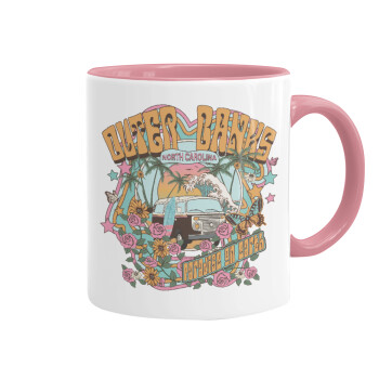 Outerbanks paradise on earth, Mug colored pink, ceramic, 330ml