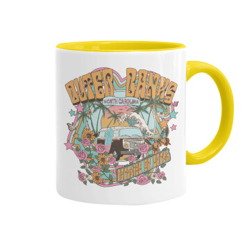 Outerbanks paradise on earth, Mug colored yellow, ceramic, 330ml