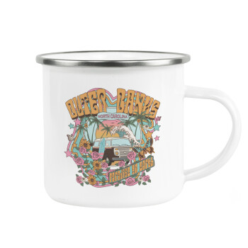 Outerbanks paradise on earth, Metallic enamel cup white 360ml