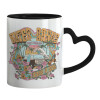 Mug heart black handle, ceramic, 330ml