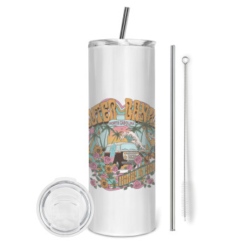 Outerbanks paradise on earth, Eco friendly stainless steel tumbler 600ml, with metal straw & cleaning brush