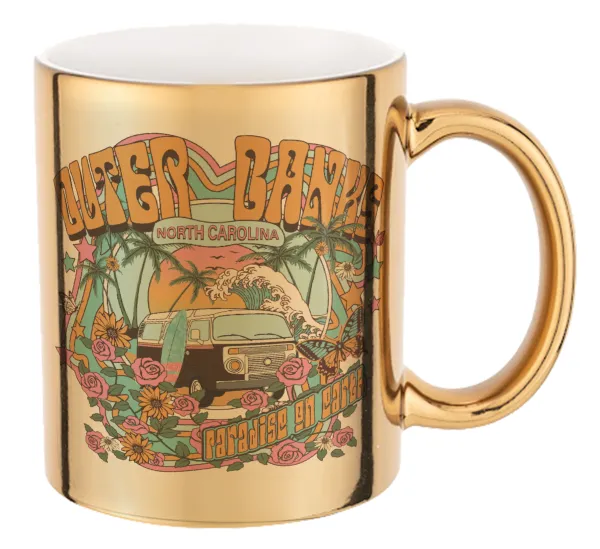 Outerbanks paradise on earth — Mug ceramic, gold mirror, 330ml