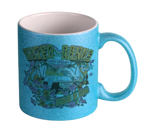 Outerbanks paradise on earth — Light blue glitter mug that sparkles, ceramic, 330ml