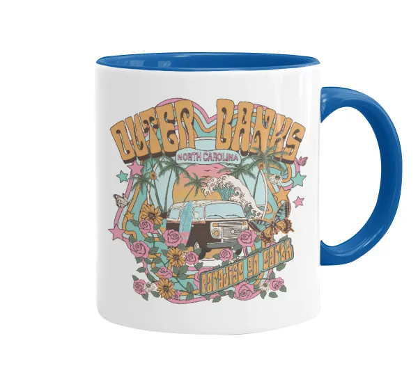Outerbanks paradise on earth — Κούπα χρωματιστή μπλε, κεραμική, 330ml