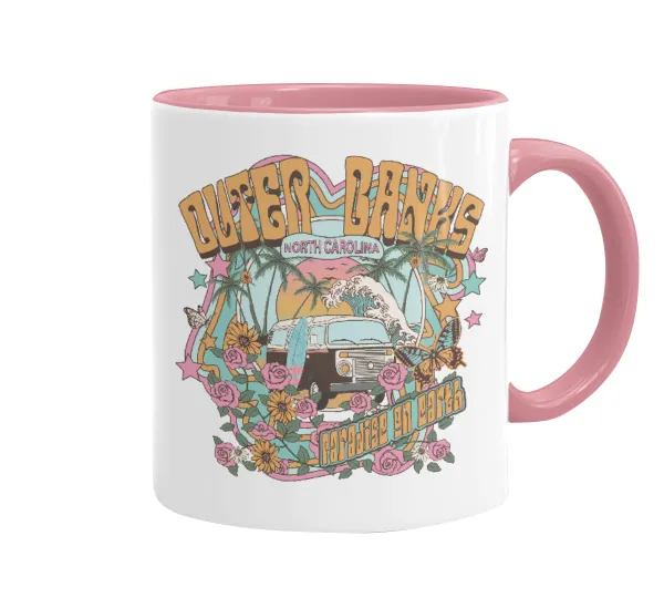 Outerbanks paradise on earth — Κούπα χρωματιστή ροζ, κεραμική, 330ml