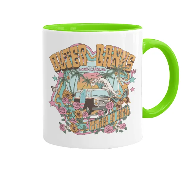 Outerbanks paradise on earth — Mug colored light green, ceramic, 330ml