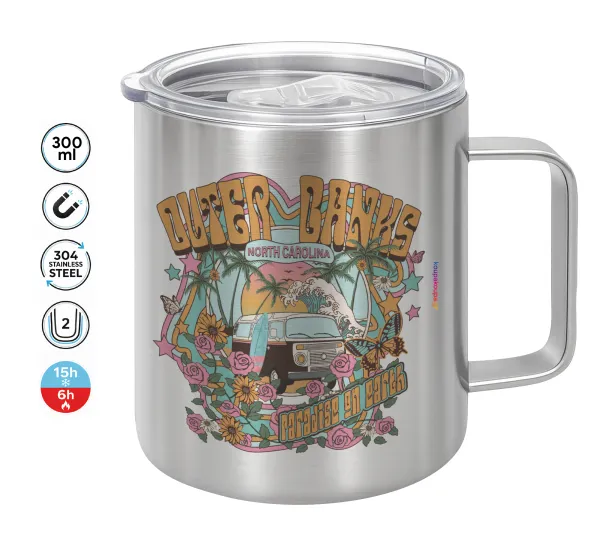 Outerbanks paradise on earth — Double-walled stainless steel mug 300ml with temperature-retaining lid