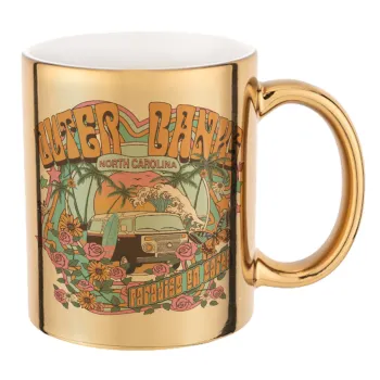Outerbanks paradise on earth, Mug ceramic, gold mirror, 330ml