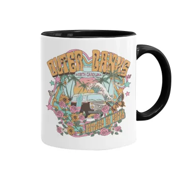 Outerbanks paradise on earth, Mug colored black, ceramic, 330ml