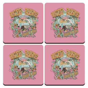 Outerbanks paradise on earth, ΣΕΤ 4 Σουβέρ ξύλινα τετράγωνα (9cm)