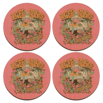 Outerbanks paradise on earth, ΣΕΤ x4 Σουβέρ ξύλινα στρογγυλά plywood (9cm)