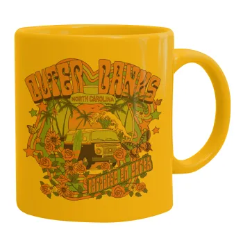 Outerbanks paradise on earth, Ceramic coffee mug yellow, 330ml