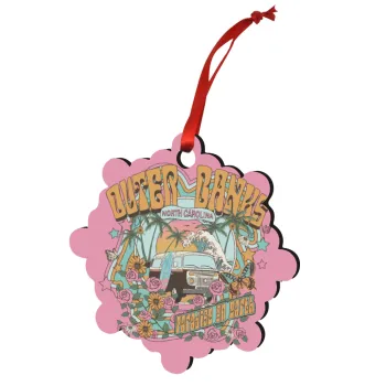 Outerbanks paradise on earth, Στολίδι Χριστουγεννιάτικο στολίδι snowflake ξύλινο 7.5cm