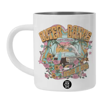 Outerbanks paradise on earth, BIG Mug Stainless steel double wall (450ml, White)
