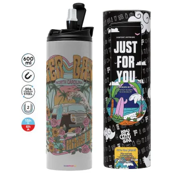 Outerbanks paradise on earth, Tumbler stainless steel GREY 600ml