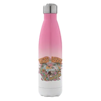 Outerbanks paradise on earth, Metal mug thermos Pink/White (Stainless steel), double wall, 500ml