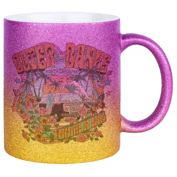 Outerbanks paradise on earth, Κούπα Χρυσή/Ροζ Glitter, κεραμική, 330ml