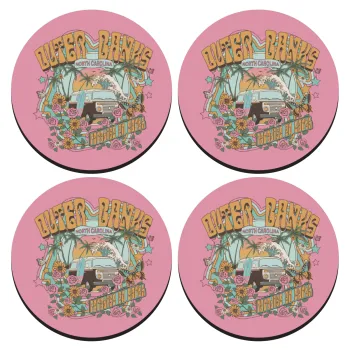 Outerbanks paradise on earth, SET of 4 round wooden coasters (9cm)