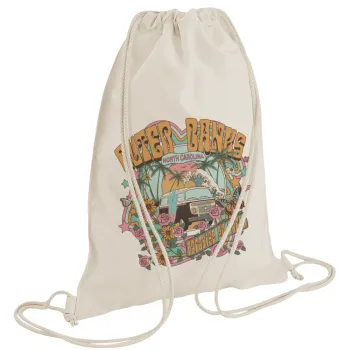 Outerbanks paradise on earth, Τσάντα πλάτης πουγκί GYMBAG natural (28x40cm)