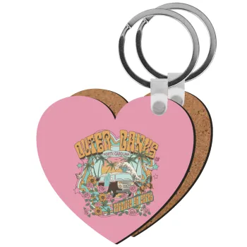 Outerbanks paradise on earth, Μπρελόκ Ξύλινο καρδιά MDF