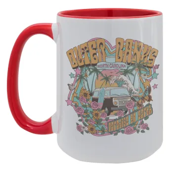 Outerbanks paradise on earth, Κούπα Mega 15oz, κεραμική Κόκκινη, 450ml