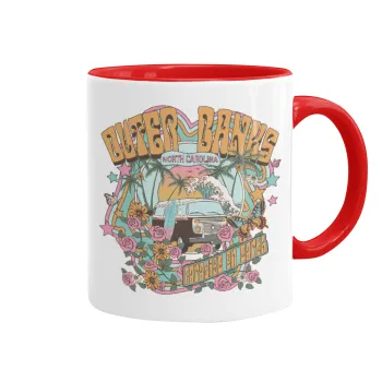 Outerbanks paradise on earth, Mug colored red, ceramic, 330ml