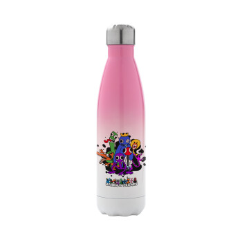 Rainbow friends, Metal mug thermos Pink/White (Stainless steel), double wall, 500ml