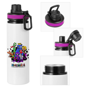 Rainbow friends, Metallic water bottle with safety lid, 850ml aluminum