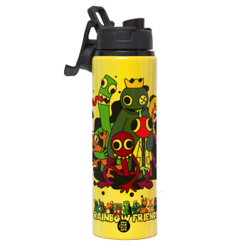 Rainbow friends, Metallic water bottle with safety lid, 850ml aluminum
