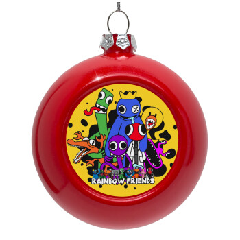 Rainbow friends, Red Christmas tree ornament bauble 8cm