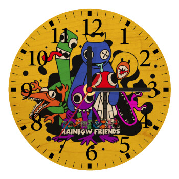 Rainbow friends, Ρολόι τοίχου ξύλινο plywood (20cm)