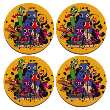 Rainbow friends, ΣΕΤ x4 Σουβέρ ξύλινα στρογγυλά plywood (9cm)