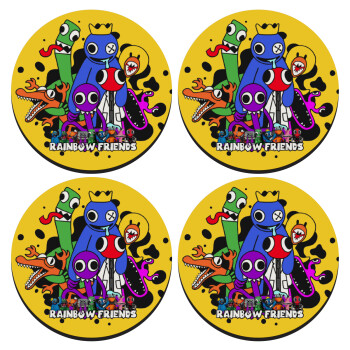 Rainbow friends, SET of 4 round wooden coasters (9cm)