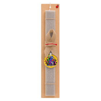 Rainbow friends, Easter Set, wooden keychain & scented Easter candle flat (30cm) (GRAY)