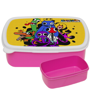Rainbow friends, ΡΟΖ παιδικό δοχείο φαγητού (lunchbox) πλαστικό (BPA-FREE) Lunch Βox M18 x Π13 x Υ6cm