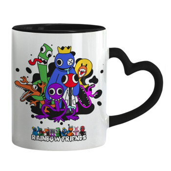 Rainbow friends, Mug heart black handle, ceramic, 330ml