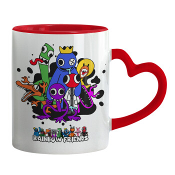 Rainbow friends, Mug heart red handle, ceramic, 330ml