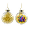 Transparent Christmas tree ball ornament with gold filling 8cm