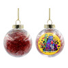 Transparent Christmas tree ball ornament with red filling 8cm