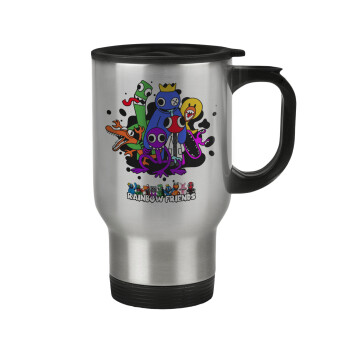 Rainbow friends, Stainless steel travel mug with lid, double wall 450ml