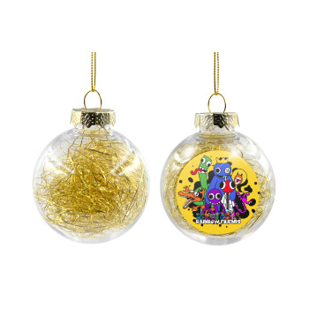Rainbow friends, Χριστουγεννιάτικη μπάλα δένδρου διάφανη με χρυσό γέμισμα 8cm
