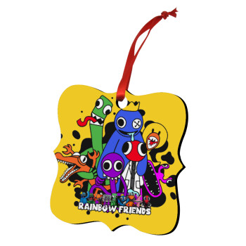 Rainbow friends, Christmas ornament polygon wooden 7.5cm