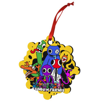 Rainbow friends, Christmas ornament snowflake wooden 7.5cm