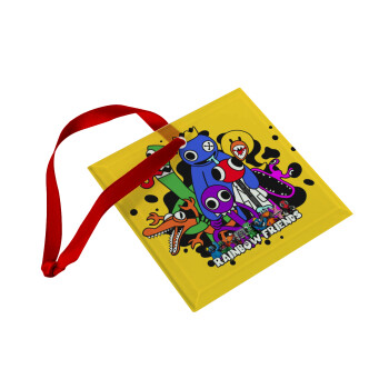 Rainbow friends, Στολίδι Χριστουγεννιάτικο στολίδι γυάλινο τετράγωνο 9x9cm