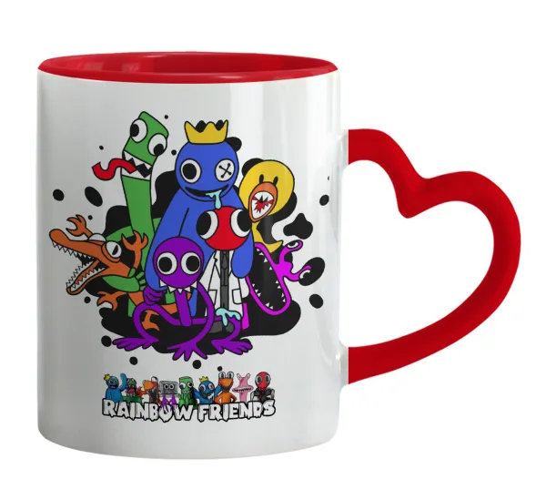 Rainbow friends — Mug heart red handle, ceramic, 330ml
