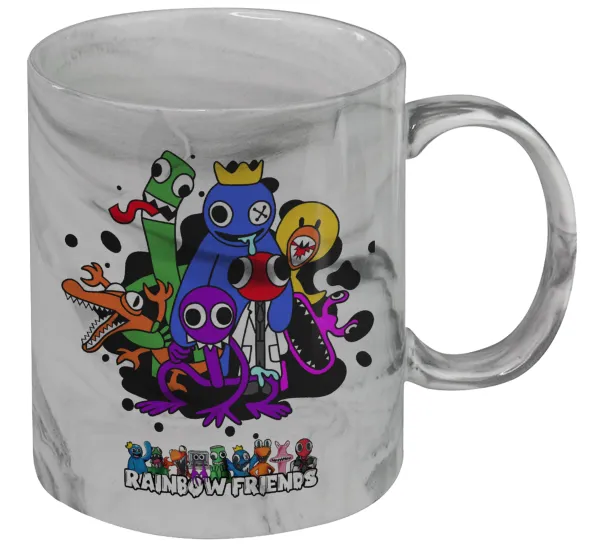 Rainbow friends — Mug ceramic marble style, 330ml