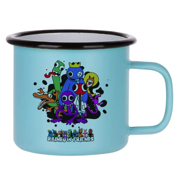 Rainbow friends — Κούπα Μεταλλική εμαγιέ ΜΑΤ σιέλ 360ml